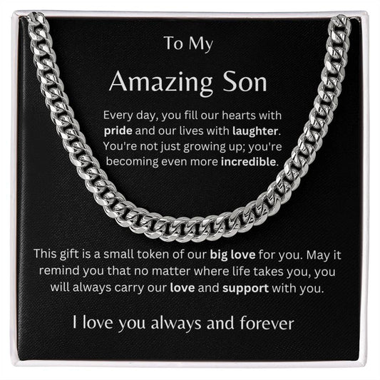 To My Amazing Son Cuban Link Chain