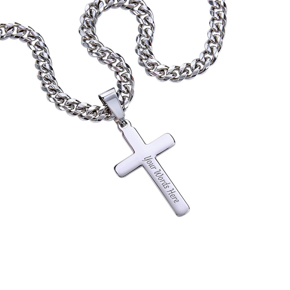 To My Awesome Man Personalized Steel Cross Necklace