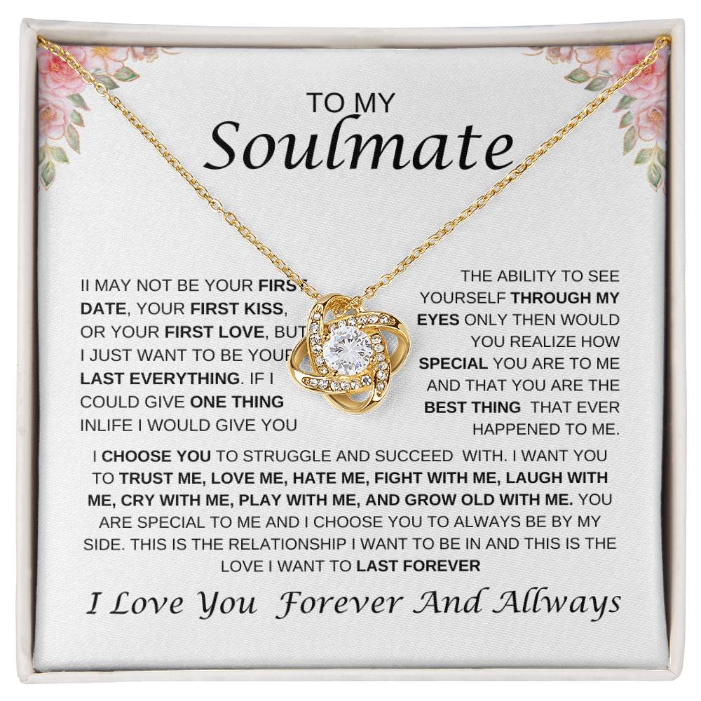 To My Soulmate Love Knot Necklace