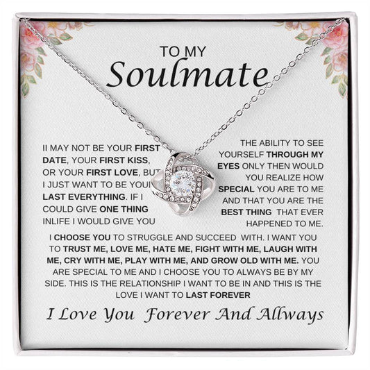 To My Soulmate Love Knot Necklace