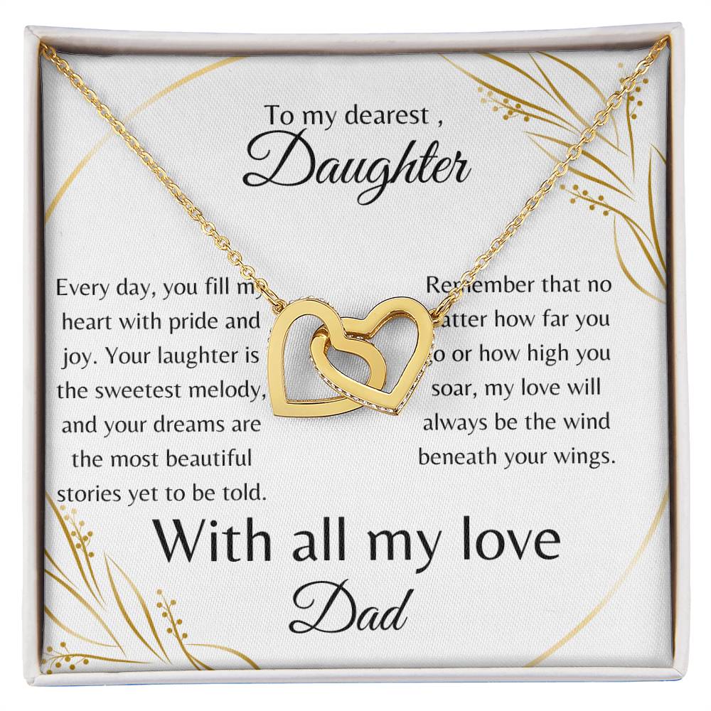 To My Dearest Daughter Interlocking Hearts Necklace