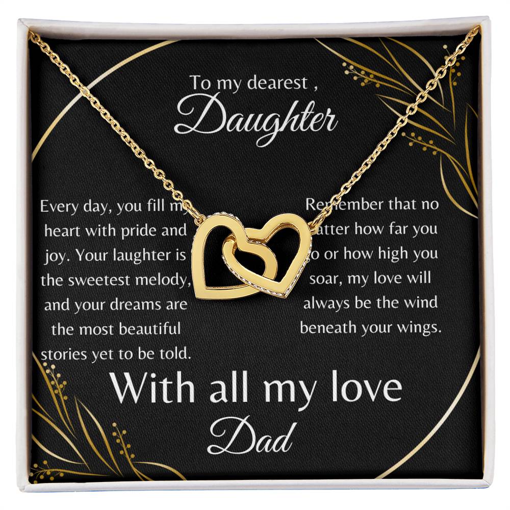 To My Dearest Daughter Interlocking Hearts Necklace