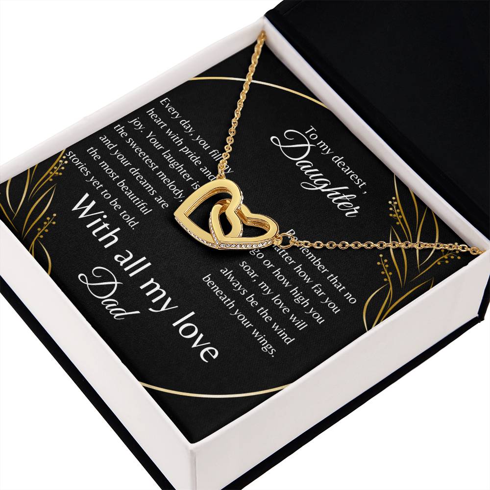 To My Dearest Daughter Interlocking Hearts Necklace