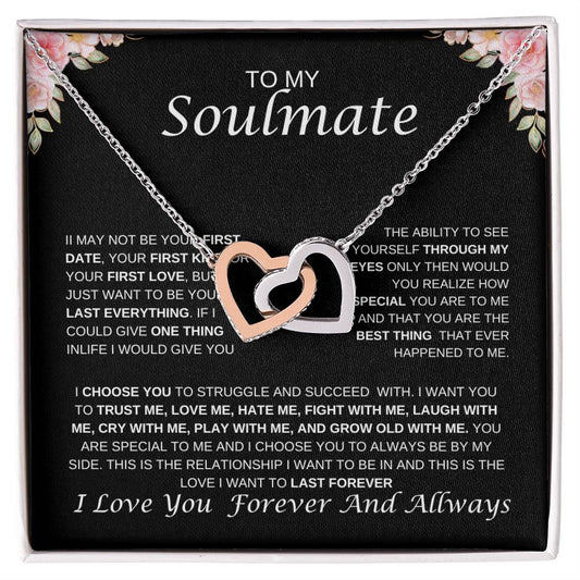 To My Soulmate Interlocking Hearts Necklace