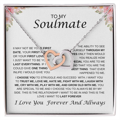 To My Soulmate Interlocking Hearts Necklace