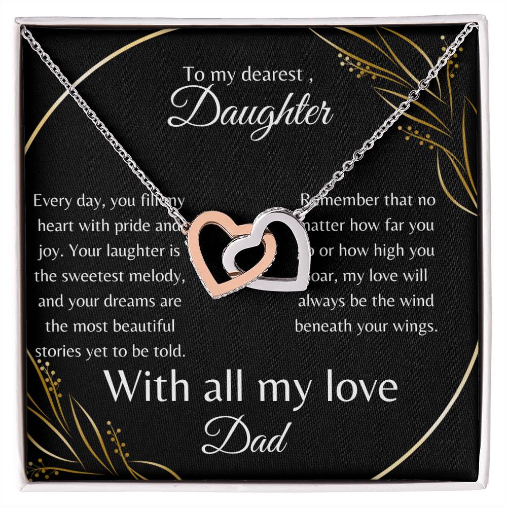 To My Dearest Daughter Interlocking Hearts Necklace