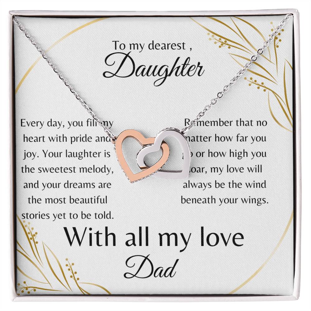 To My Dearest Daughter Interlocking Hearts Necklace