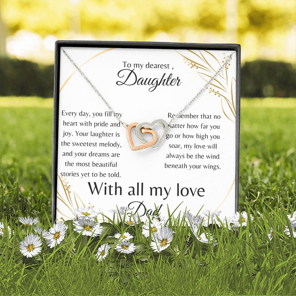 To My Dearest Daughter Interlocking Hearts Necklace