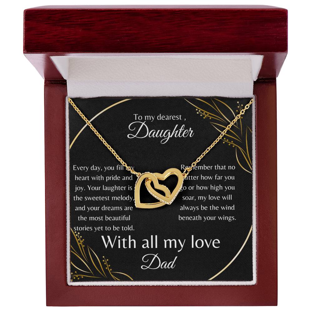 To My Dearest Daughter Interlocking Hearts Necklace