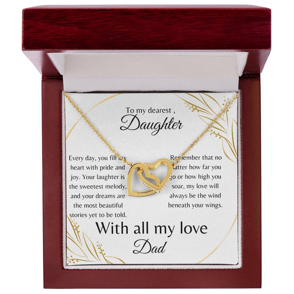 To My Dearest Daughter Interlocking Hearts Necklace