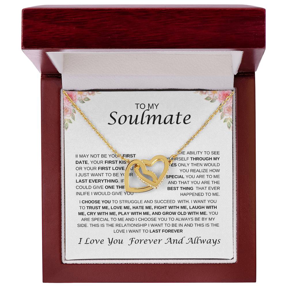 To My Soulmate Interlocking Hearts Necklace