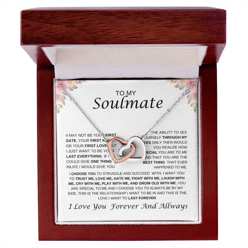 To My Soulmate Interlocking Hearts Necklace