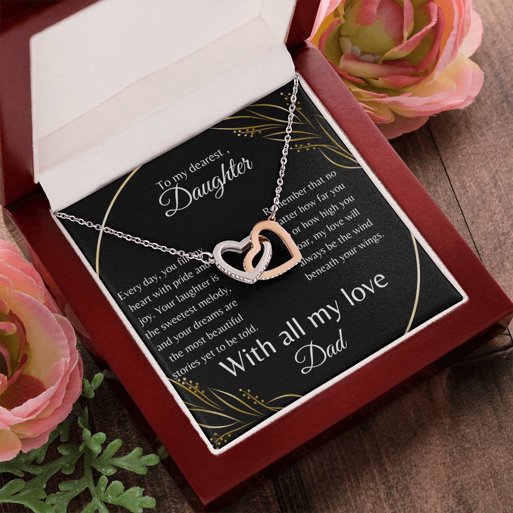 To My Dearest Daughter Interlocking Hearts Necklace