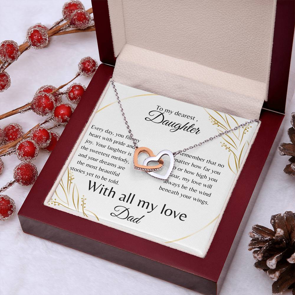 To My Dearest Daughter Interlocking Hearts Necklace