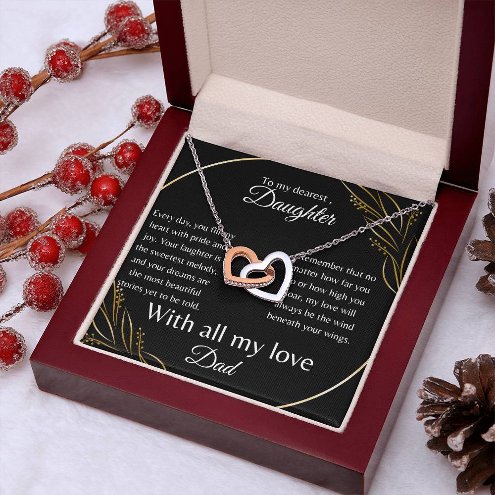 To My Dearest Daughter Interlocking Hearts Necklace