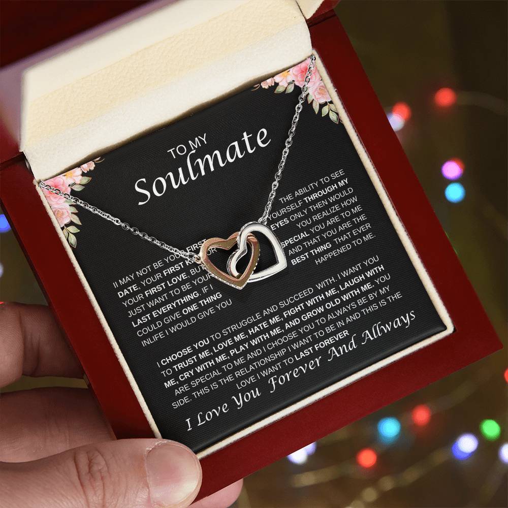 To My Soulmate Interlocking Hearts Necklace