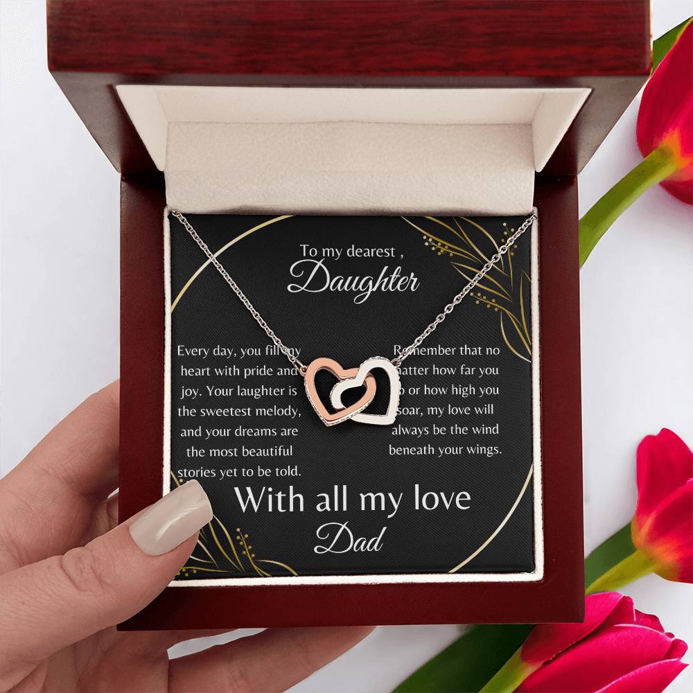 To My Dearest Daughter Interlocking Hearts Necklace