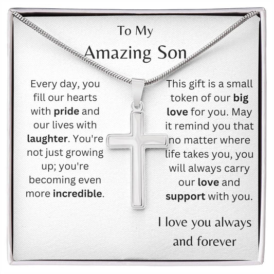 To My Amazing Son Stainless Cross Necklace