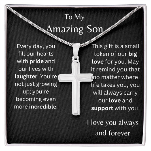 To My Amazing Son Stainless Cross Necklace